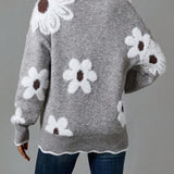 Даниела - Елегантен пуловер с V-образно деколте и цветя