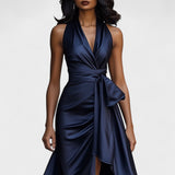 Ема - Сатенена официална рокля с volani