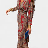 Ема Макси Рокля с V Изрез и Преден Чвор