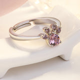 Комплект бижута с лапички за жени – 4 части | Розово злато с циркониева сърце – Пръстен, Колие, Обеци и Гривна