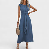 Андреа - Елегантна безръка макси рокля с кръгло деколте