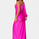 Габриела Асиметрична Рокля с Драпиране на Едно Рамо