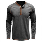 Елегантна памучна риза с яка Henley