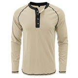 Елегантна памучна риза с яка Henley