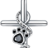 925 Стерлингово сребро Колие – Печат на лапа / Кръст Pendant