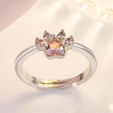 Комплект бижута с лапички за жени – 4 части | Розово злато с циркониева сърце – Пръстен, Колие, Обеци и Гривна