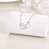 Обеца с отпечатък от лапа в сребро – висулка с кристал във формата на сърце с лапа на куче