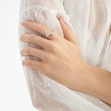 Регулируем пръстен за кучета с фигура на момиче, изработен от 925 сребро