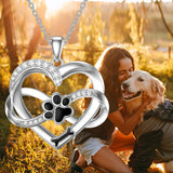 Неколие Безкрайност с Сърце и Лапа от 925 Сребро – Символично Бижу за Домашни Любимци