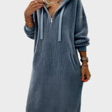 Ерика – Елегантна плетена вълнена рокля с качулка