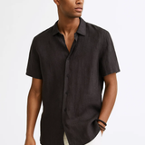 Риза с копчета - Отворен яка и къси ръкави с вентилация