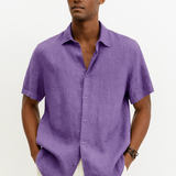 Риза с копчета - Отворен яка и къси ръкави с вентилация