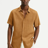 Риза с копчета - Отворен яка и къси ръкави с вентилация