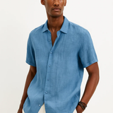 Риза с копчета - Отворен яка и къси ръкави с вентилация