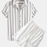 Касуален комплект - Риза от полиестерна смес и шорти с бързо съхнене