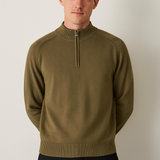 Пуловер от трикотаж - Полуцип с висок яка и еластичен материал