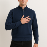 Пуловер от трикотаж - Полуцип с висок яка и еластичен материал