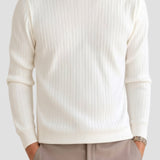 Суичър от плетиво – Дълги ръкави с канелирана текстура и стабилна форма
