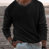 Константино | Пуловер с дишаща плетка и V-образно деколте