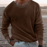 Константино | Пуловер с дишаща плетка и V-образно деколте