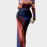 Торина – Дълга удобна рокля с десен