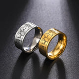 Широк пръстен от неръждаема стомана с мотиви на кучета – гравиран дизайн за жени