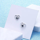 Сребристи обеци с форма на сърце и отпечатък от лапа