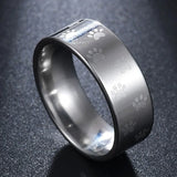 Ръчно изработен дъговиден пръстен от неръждаема стомана с отпечатък от лапа