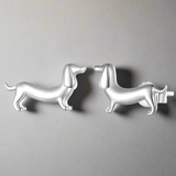 Об earrings с форма на дакел от 925 сребро