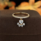 Пръстен с лапа и сърце – Златен и сребърен вид