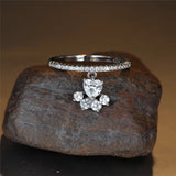 Пръстен с лапа и сърце – Златен и сребърен вид