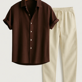 Комплект риза и панталони – риза с къс ръкав и еластична талия