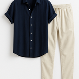 Комплект риза и панталони – риза с къс ръкав и еластична талия