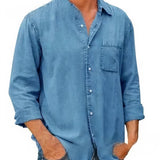 Риза - Дълга Дънкова Смес с Предна Част с Бутони