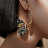Об earrings с бродирани пеперудени крила