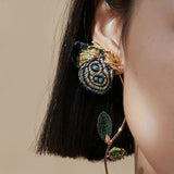 Об earrings с бродирани пеперудени крила