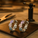 Цветни Пауни Обеци от 925 Стерлингово Сребро