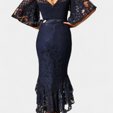 Ксения Миди Рокля от Дантела с Деколте във Формата на Сърце