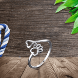 Регулируем пръстен с лапа и сърце от неръждаема стомана