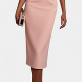 Весна Миди Рокля с Перлени Детайли и Кръгло Деколте