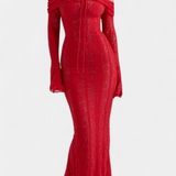 Макси рокля "Josipa" с открити рамене от дантела