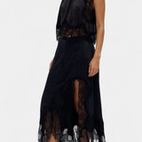 Нада Миди Пола с Дантелени Детайли и Асиметричен Подгъв