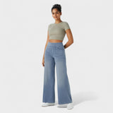 Штефания - Дънкови панталони с широк крачол