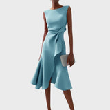 Катарина - Наборна асиметрична миди рокля